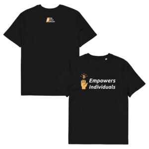 Unisex-T-Shirt aus Bio-Baumwolle, schwarz, Vorder- und Rückseite 6833bf026b78a.jpg
